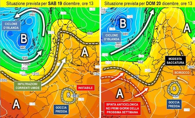 Situazione prevista per il 19 e il 20 Dicembre