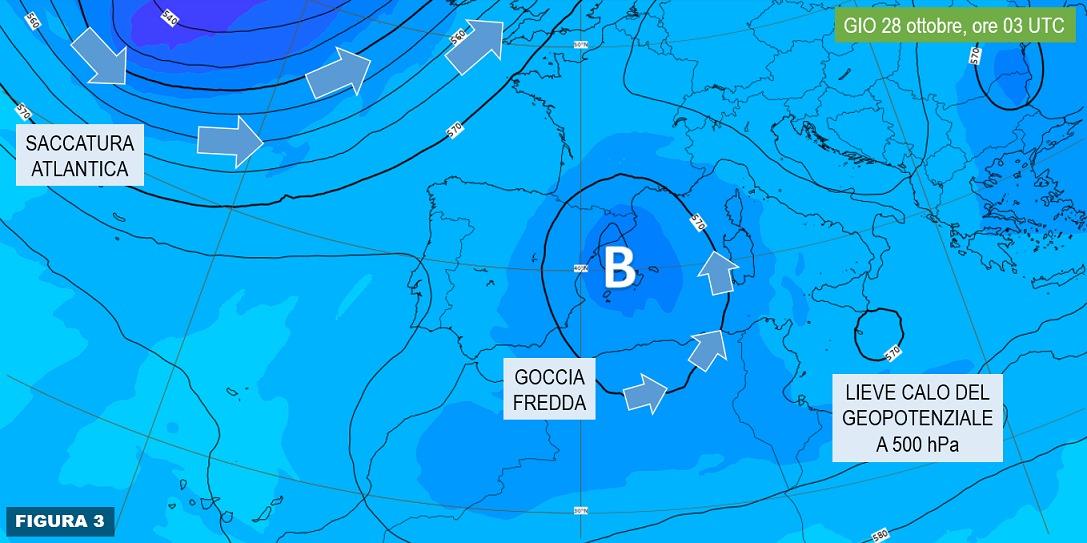 Sinottica prevista per il 28 Ottobre 2021