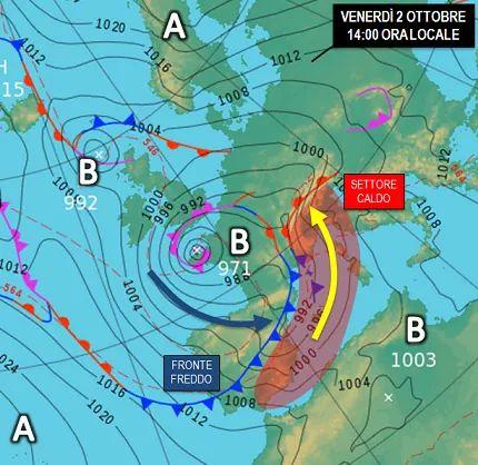 Sinottica prevista per il 2 Ottobre 2020