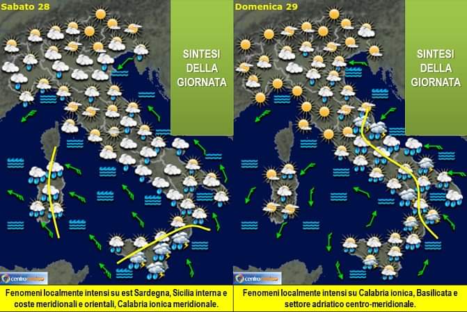 Sintesi previsionale per il 28 e il 29 Novembre 2020