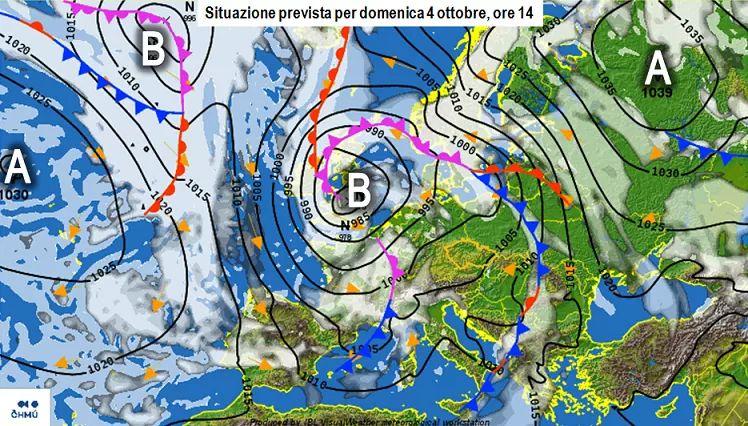 La situazione prevista per domenica 4 ottobre 2020