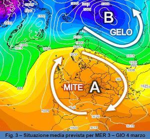 Situazione media prevista tra il 3 e il 4 Marzo 2021