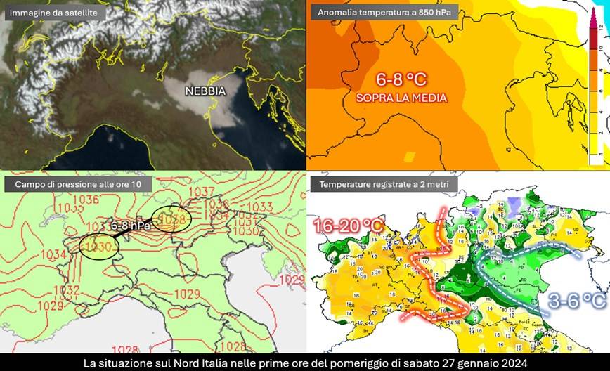 Situazione al nord italia il 27 gennaio 2024