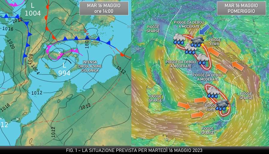 Situazione prevista per il 16 maggio 2023