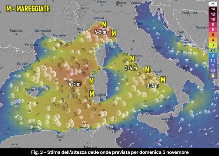 Stima dell'altezza delle onde per il 5 novembre 2023