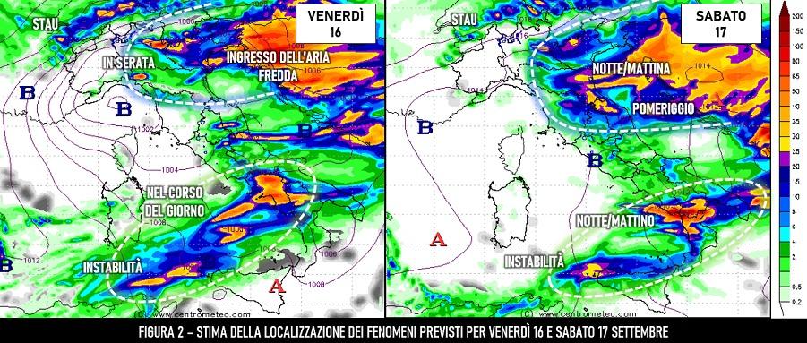 Stima accumuli precipitativi 16-17 settembre 2022