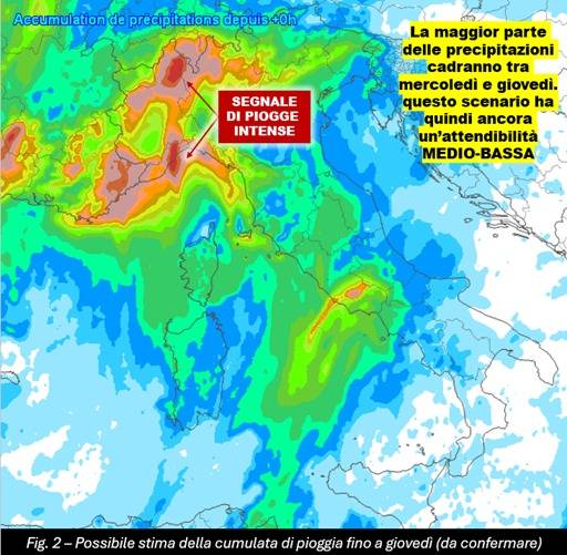 Stima piogge fino a giovedi