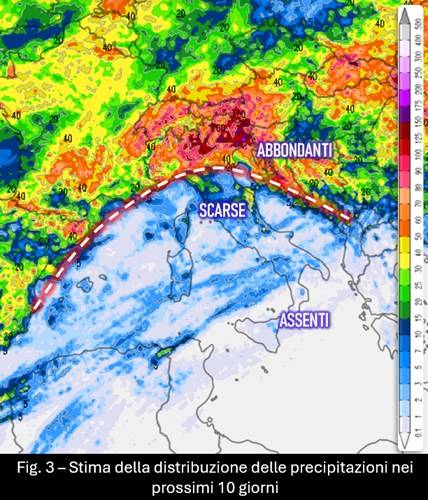 Stima precipitazioni per i prossimi 10 giorni