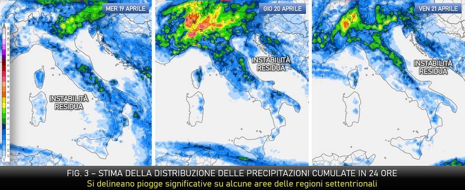 Stima accumuli precipitativi 19-21 aprile 2023