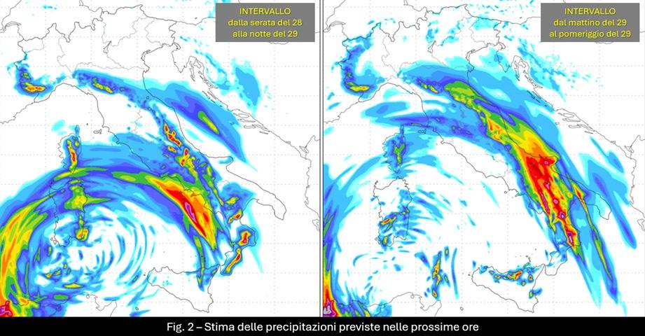 Stima precipitazioni per il 29 febbraio 2024