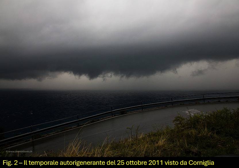 Temporale autorigenerante del 25 ottobre 2011 visto da Corniglia