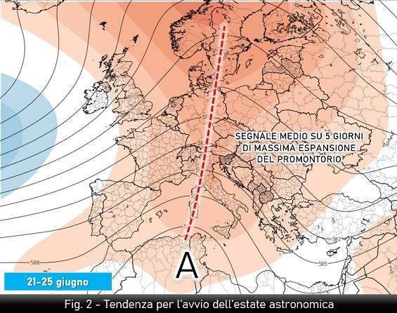 Tendenza per l'avvio dell'estate meteorologica 2023