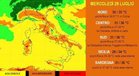 L'indice di Thom atteso per il 29 Luglio