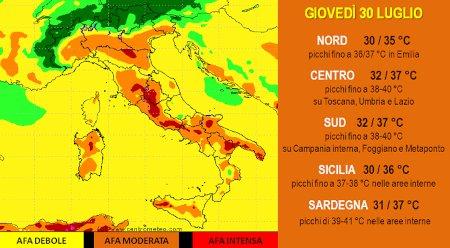 L'indice di Thom atteso per il 30 Luglio