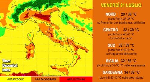 Indice Thom atteso per il 31 Luglio 2020