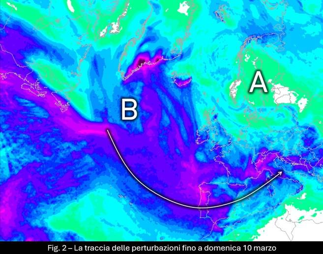 Traccia delle perturbazioni fino al 10 marzo 2024