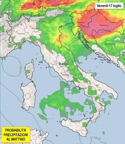 Probabilità di piogge 17 Luglio 2020 mattina