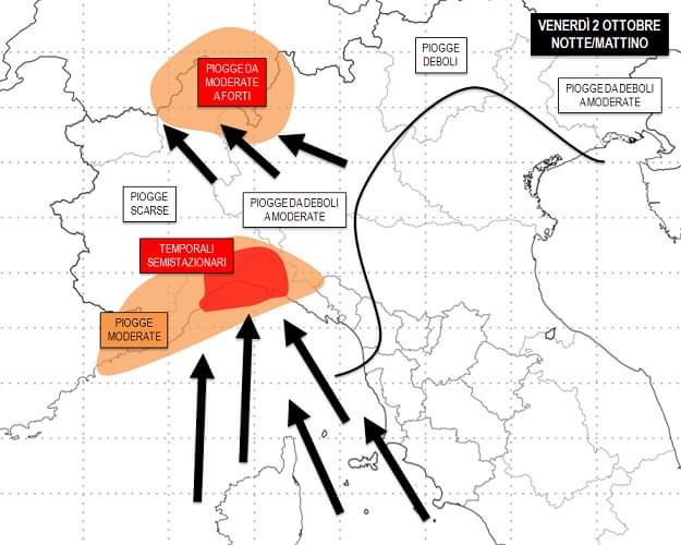 La previsione per la mattina di Venerdì 2 Ottobre