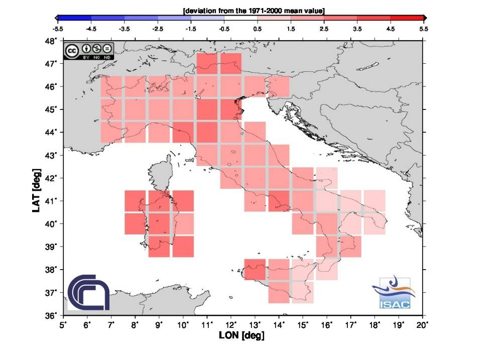 Anomalie temperature in Italia