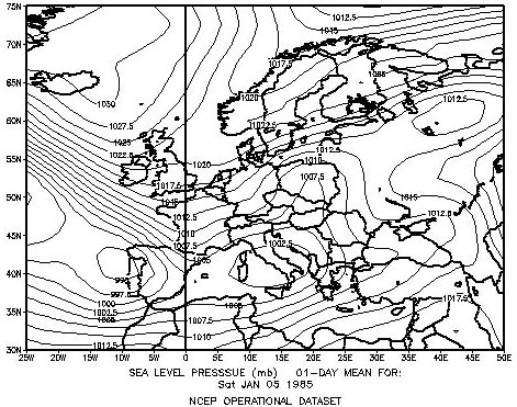 Pressione atmosferica il 5 Gennaio 1985