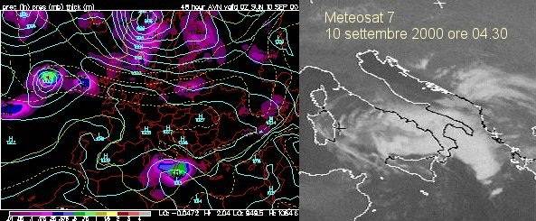 Immagine satellitare e precipitazioni