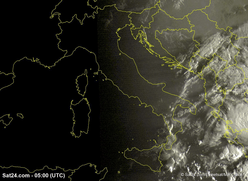Situazione sull'Italia vista dal Satellite Meteosat - Eumetsat nel canale visibile (VIS)