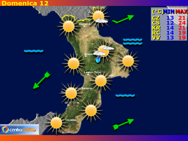 Previsioni del Tempo regione Calabria, giorno 2