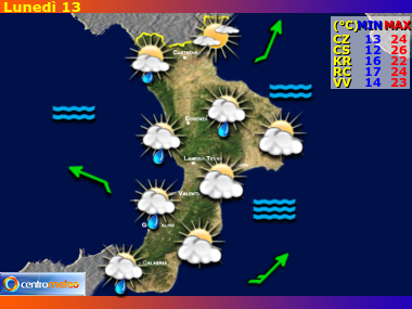 Previsioni del Tempo regione Calabria, giorno 5