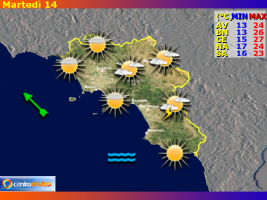 Previsioni del Tempo regione Campania, giorno 4