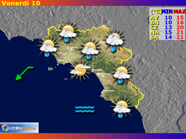 Previsioni del Tempo regione Campania, giorno 5