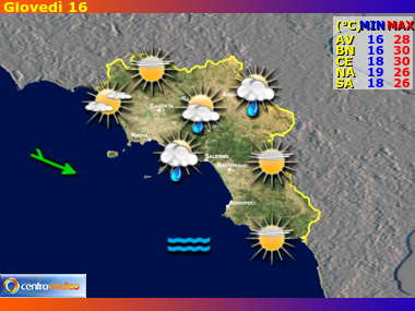 Previsioni del Tempo regione Campania, giorno 7