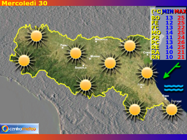 Le previsioni meteo per l'Emilia Romagna