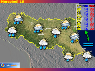 Previsioni del Tempo regione Emilia Romagna, giorno 5