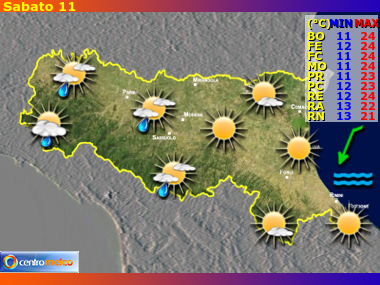 Previsioni del Tempo regione Emilia Romagna, giorno 6