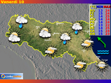 Previsioni del Tempo regione Emilia Romagna, giorno 9