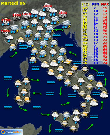 Previsioni del Tempo, giorno 5