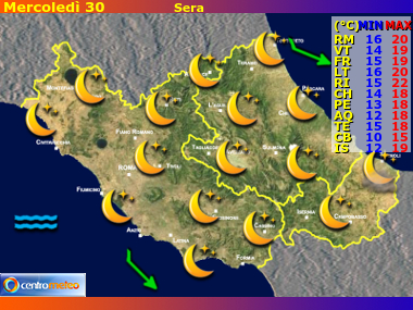 Previsioni del Tempo Lazio, Abruzzo e Molise, mappa 2