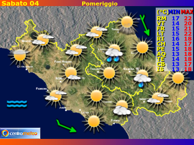 Previsioni del Tempo Lazio, Abruzzo e Molise, mappa 1