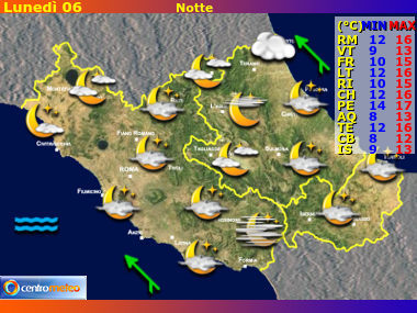Previsioni del Tempo Lazio, Abruzzo e Molise, mappa 1