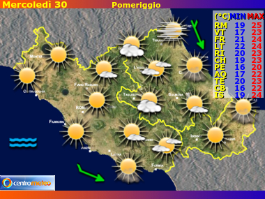 Previsioni del Tempo Lazio, Abruzzo e Molise, mappa 3