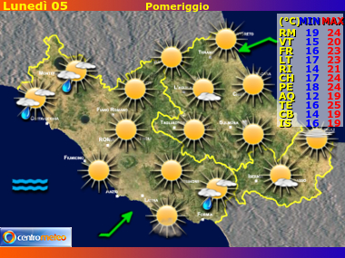 Previsioni del Tempo Lazio, Abruzzo e Molise, mappa 2