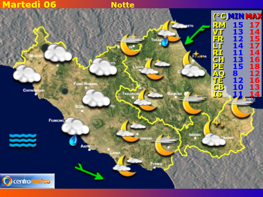 Previsioni del Tempo Lazio, Abruzzo e Molise, mappa 1