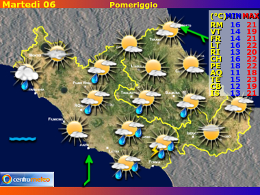 Previsioni del Tempo Lazio, Abruzzo e Molise, mappa 2