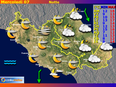 Previsioni del Tempo Lazio, Abruzzo e Molise, mappa 1