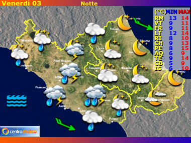 Previsioni del Tempo Lazio, Abruzzo e Molise, mappa 3