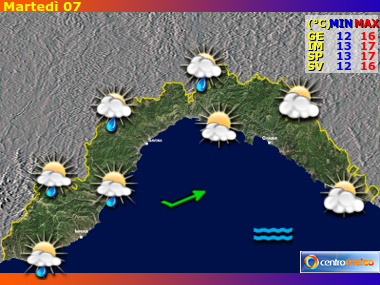 Previsioni del Tempo regione Liguria, giorno 2