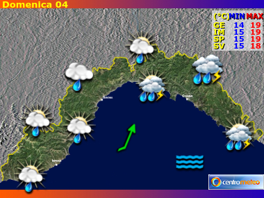 Previsioni del Tempo regione Liguria, giorno 3