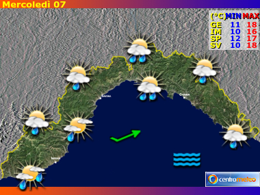 Previsioni del Tempo regione Liguria, giorno 6