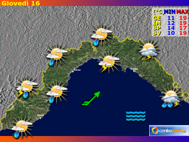 Previsioni del Tempo regione Liguria, giorno 7