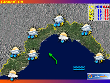 Previsioni del Tempo regione Liguria, giorno 7